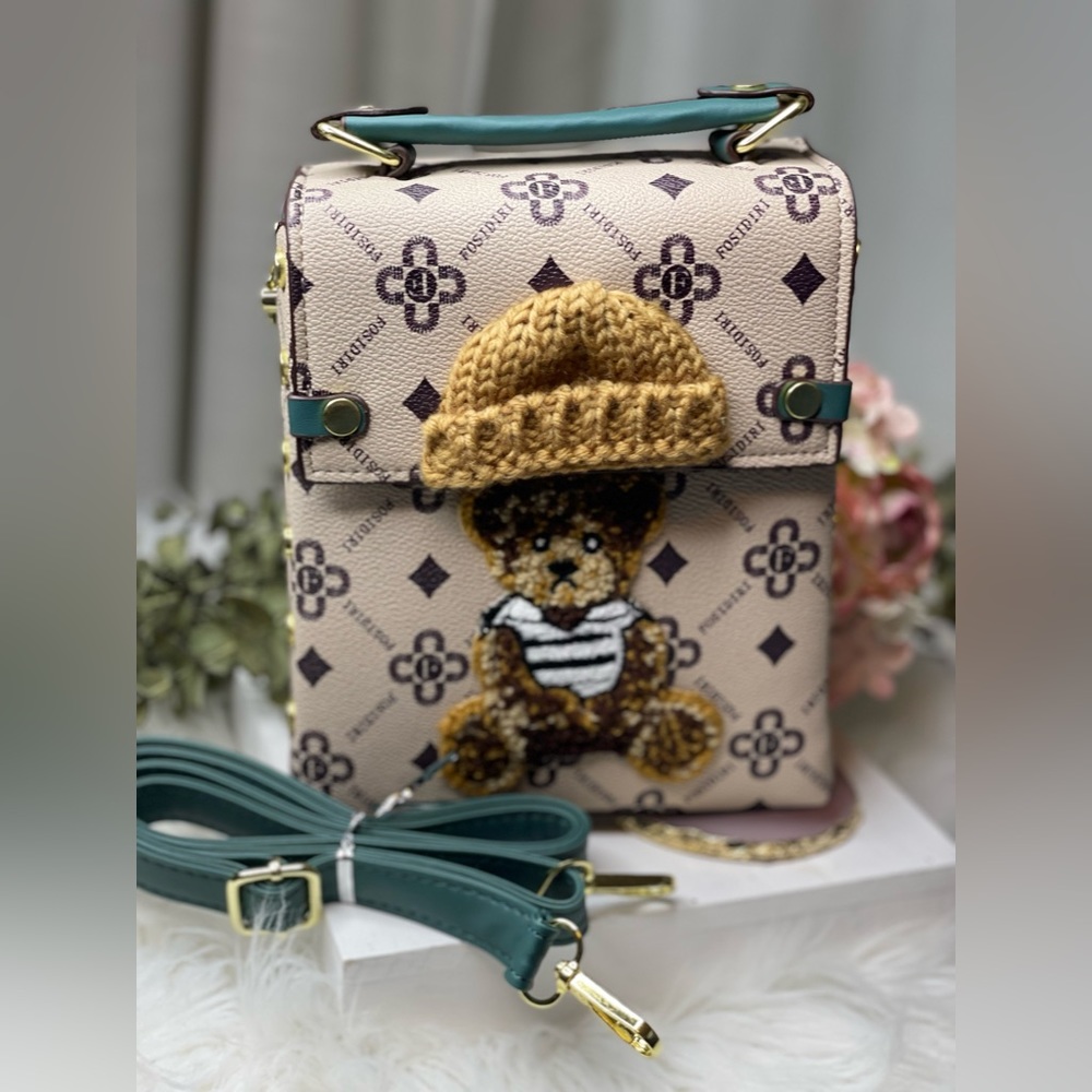 Add a Playful Touch to Your Outfit with Our Fluffy Bear Decor Top Handle Purse!